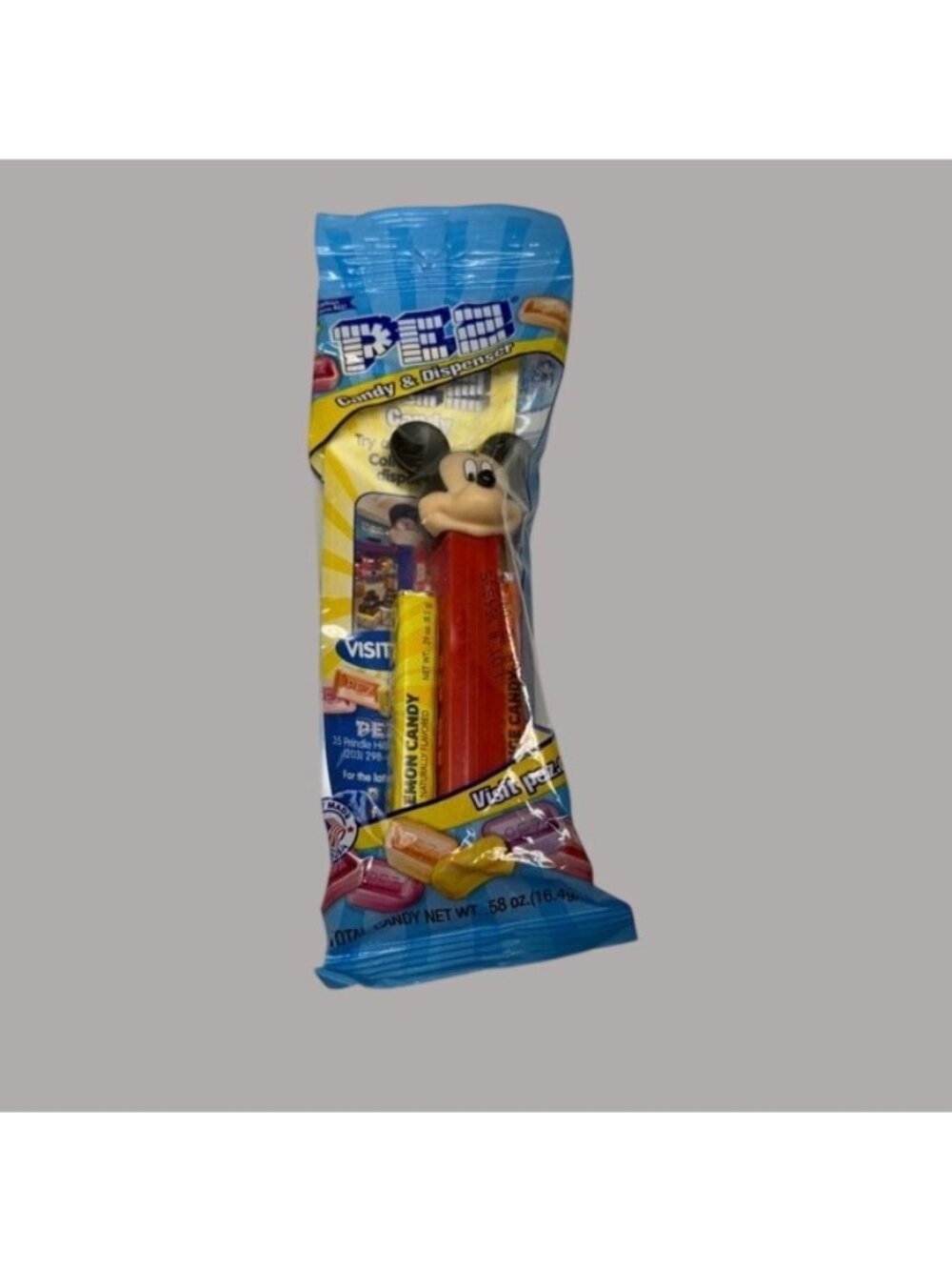 PEZ Mickey Mouse Collectible Dispenser Lemon Orange Flavors Ages 3+ Gluten-Free